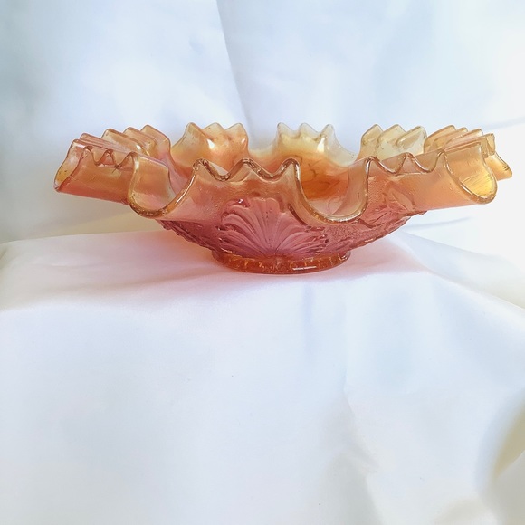 Vintage Orange Carnival Glass Fluted Bowl - Picture 3 of 6